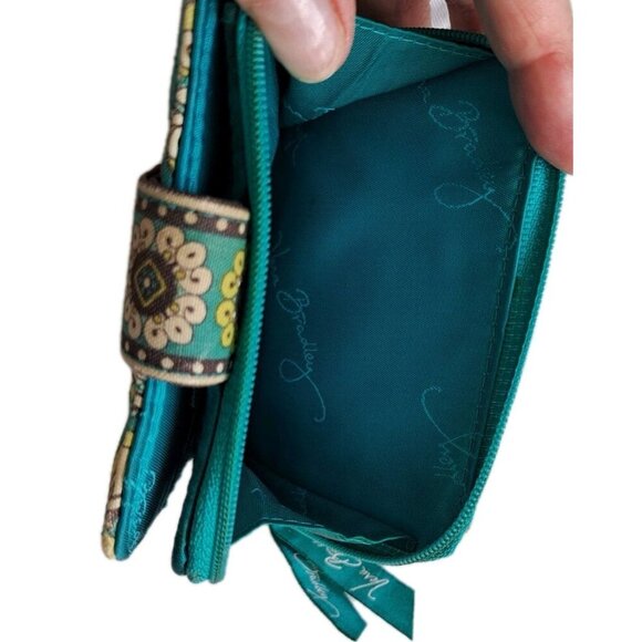 Vera Bradley Small Turquoise Paisley Folding Snap Close Wallet Some Fading - Picture 5 of 5
